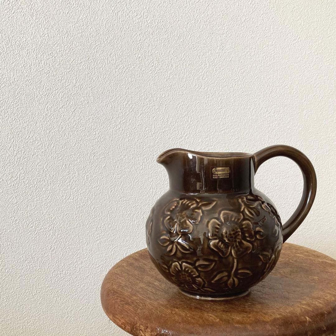 北欧ヴィンテージ　 GULDKROKEN陶器のフラワーベース/花器/花瓶/水差し