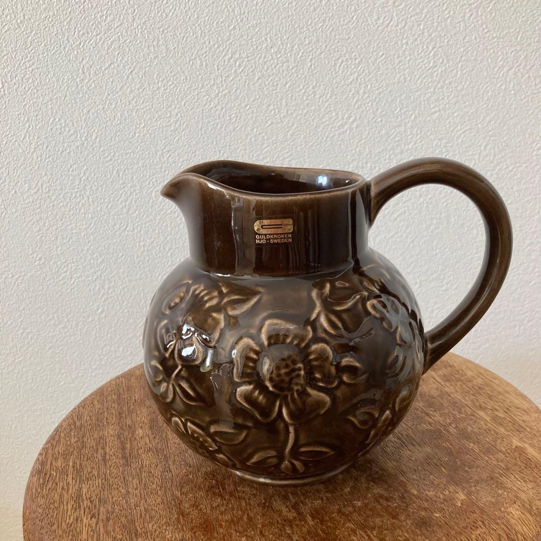 北欧ヴィンテージ　 GULDKROKEN陶器のフラワーベース/花器/花瓶/水差し