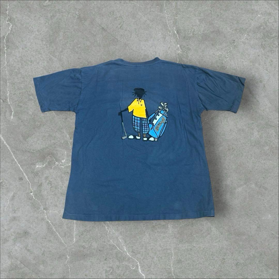 な*や様 old stussy 紺タグ 90s Tシャツ ネイビー　シャドーマン