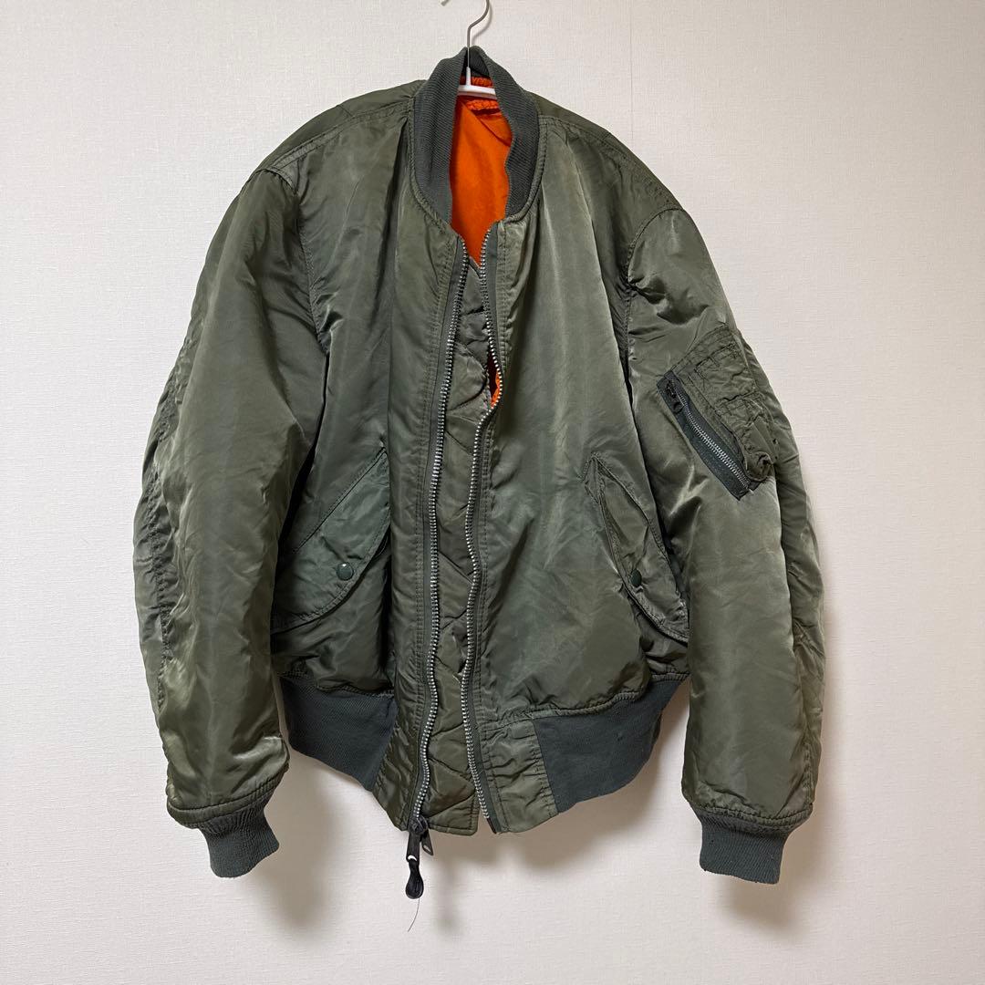 80sUSA製ALPHAアルファMA-1 フライトジャケット Mセージグリーン