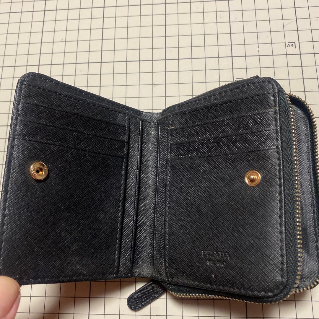 PRADA サフィアーノレザー 二つ折り財布 ネイビー