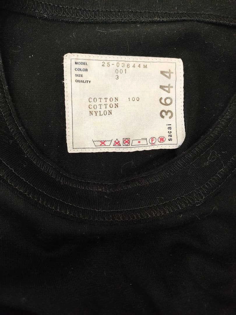 sacai　サイドジップTシャツ　ドローコード付き