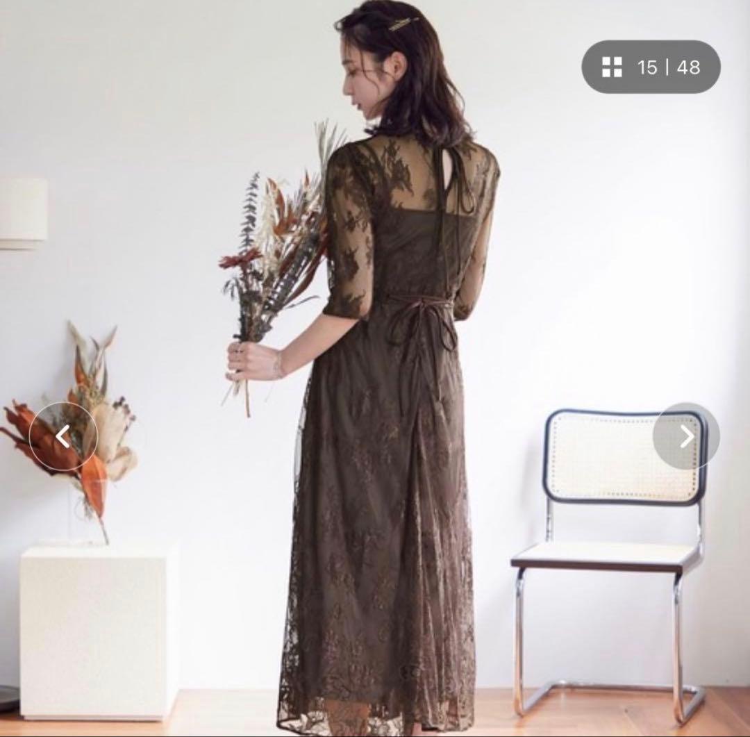 バックダブルリボン レイヤードドレス