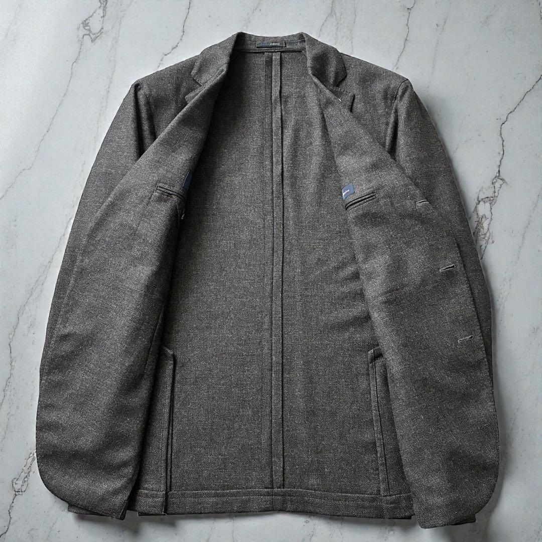 極美品 LARDINI テーラードジャケット 上質ウール チャコールグレー 54