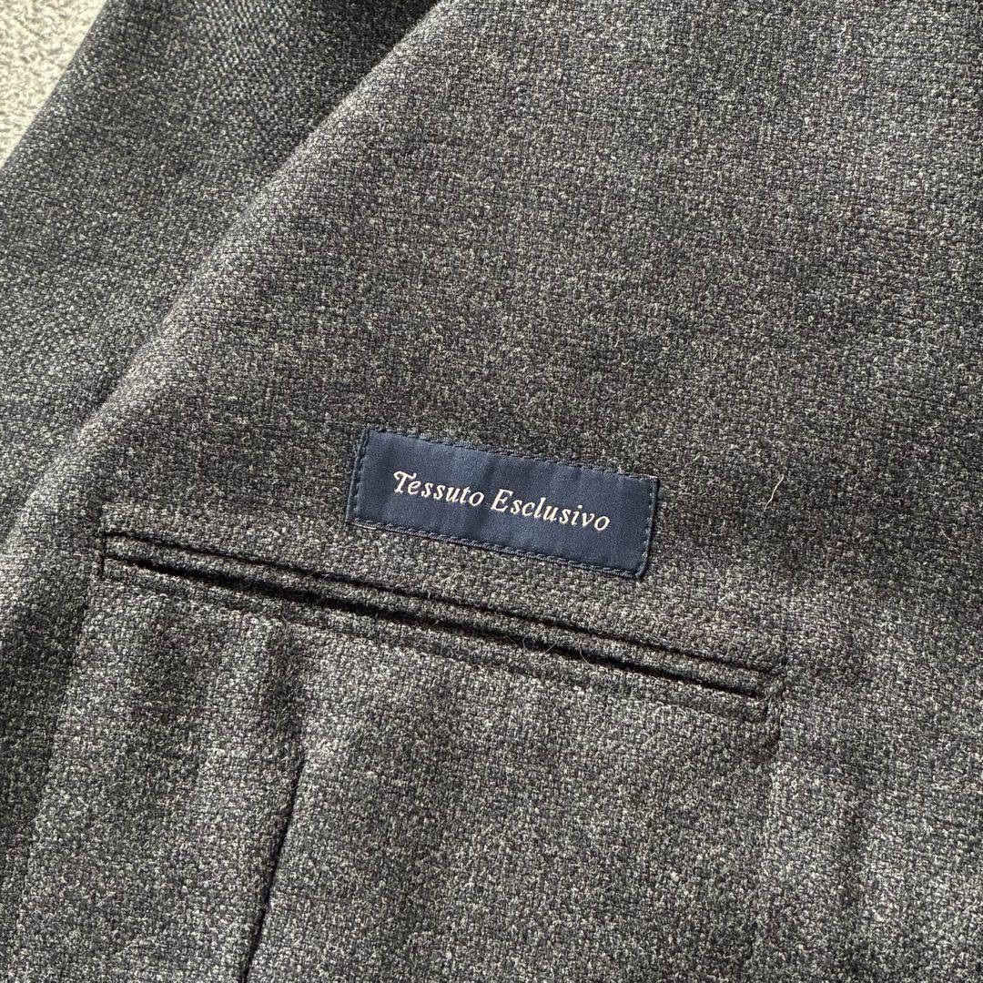 極美品 LARDINI テーラードジャケット 上質ウール チャコールグレー 54