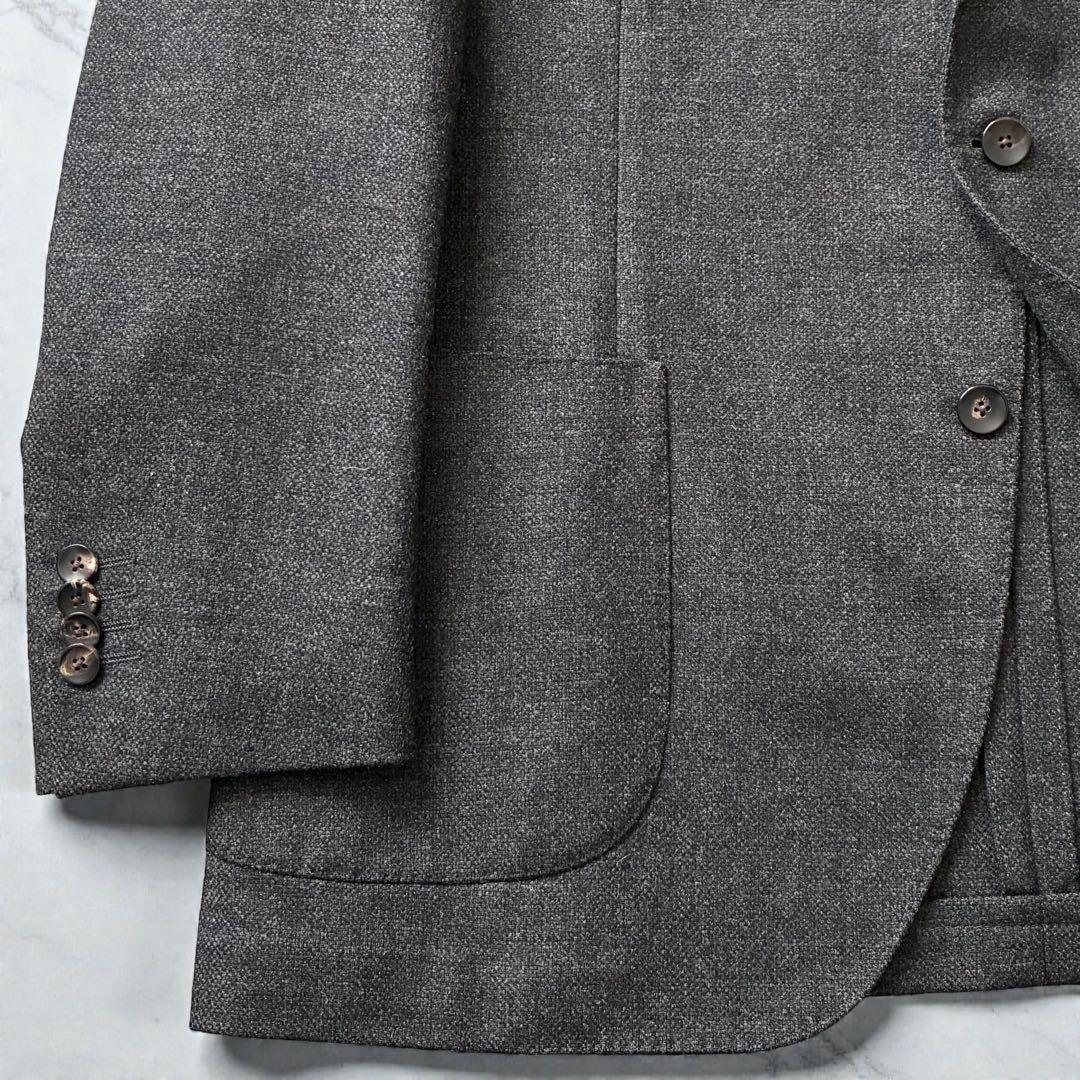 極美品 LARDINI テーラードジャケット 上質ウール チャコールグレー 54