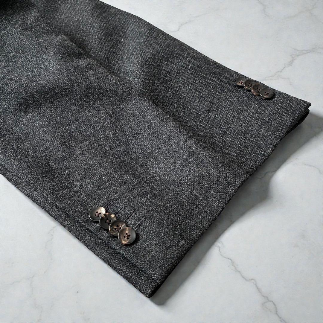 極美品 LARDINI テーラードジャケット 上質ウール チャコールグレー 54