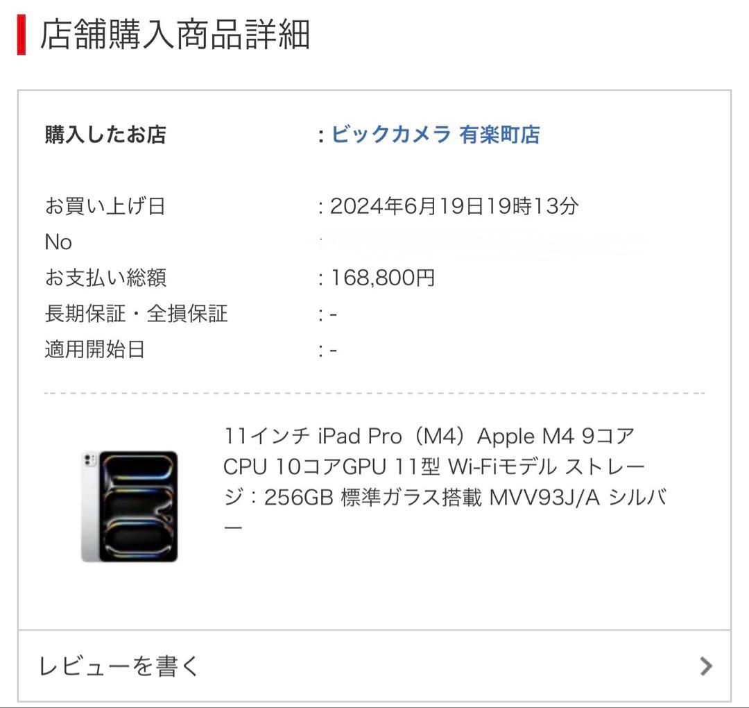 【3/7までの出品、備品新品未使用】iPad Pro（M4）11インチ WiFi