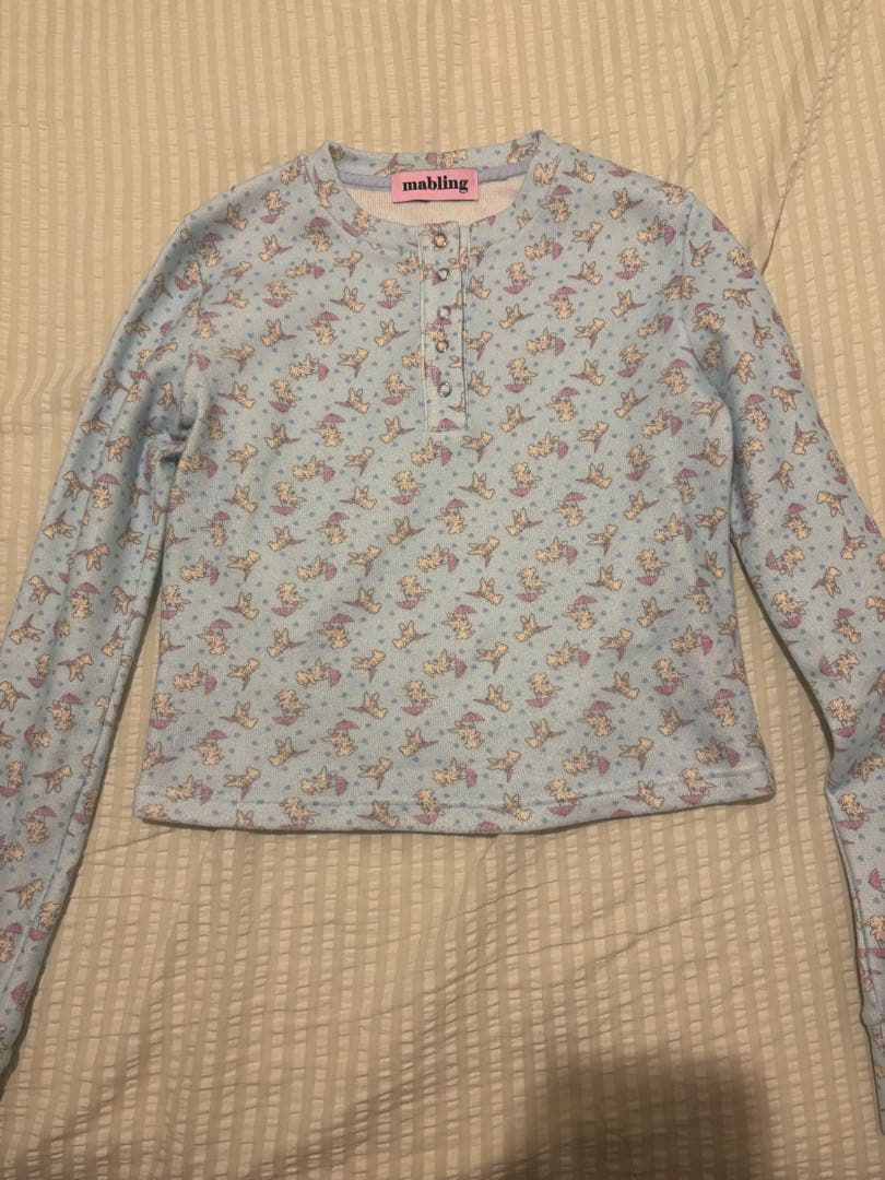 Mabling BUNNY ヘンリーネックTシャツ ズボン セット ブルー 韓国