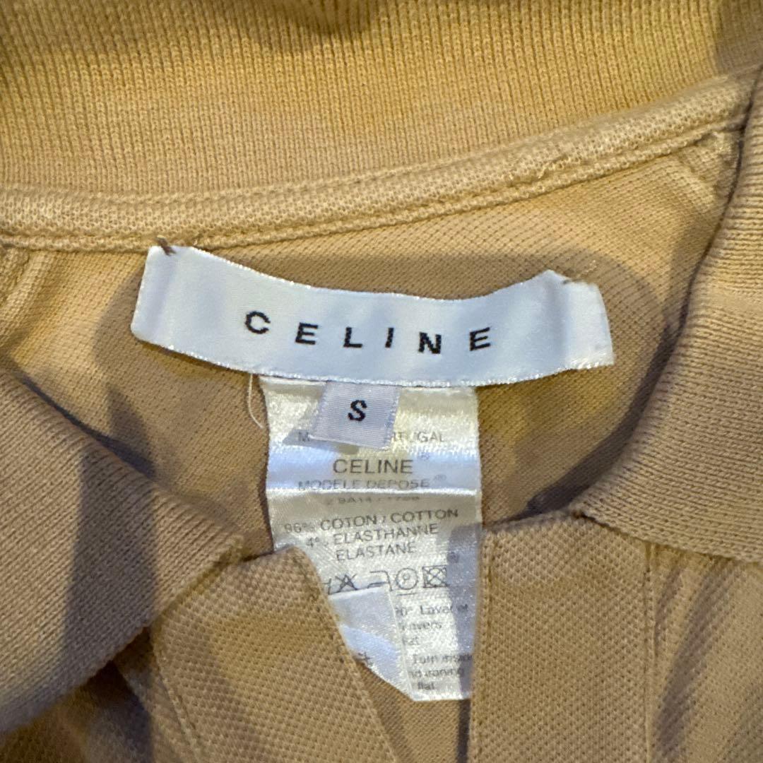 CELINE ロゴ刺繍 ポロシャツ キャメル サイズS