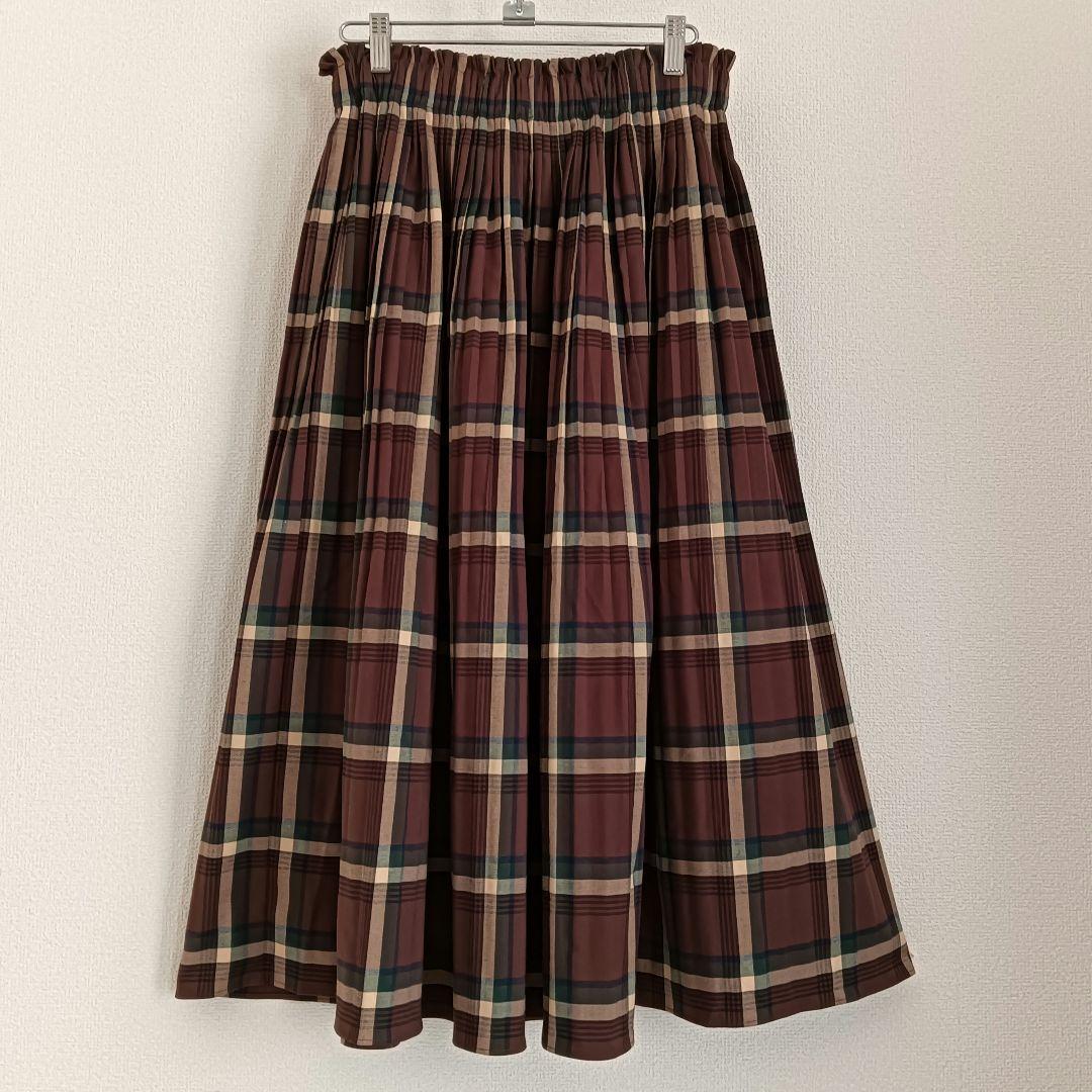 新品タグ付き j.sloane チェックプリーツ スカート日本製Mブラウン