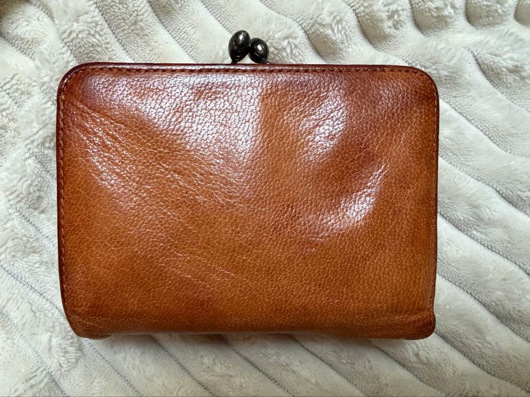 【値下げしました】genten がま口 折り財布 レザーウォレット