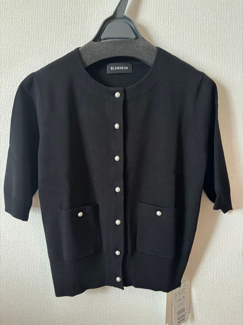 BLENHEIM パールボタン半袖ニットカーディガン