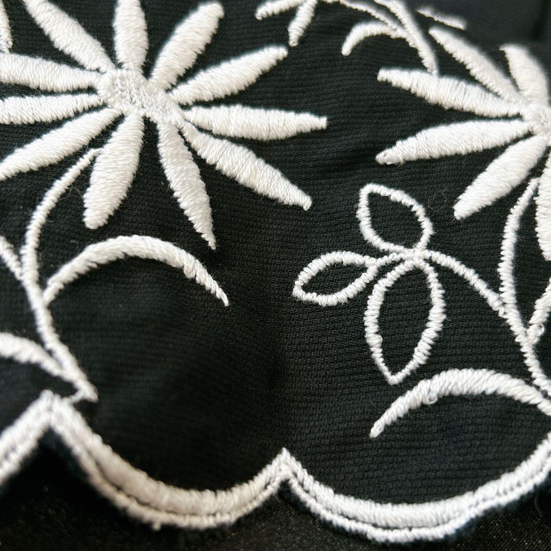 花刺繍✨上品 エムズグレイシー ノースリーブ 花ワンピース 鮮やか ブラック M