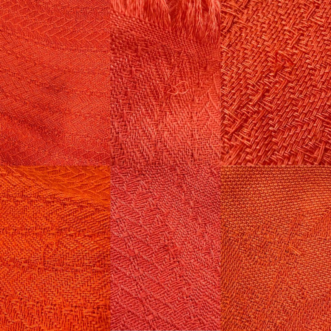 【美品/カシミア×シルク】エルメス⭐︎大判 ストール ショール H ロゴ オレンジ