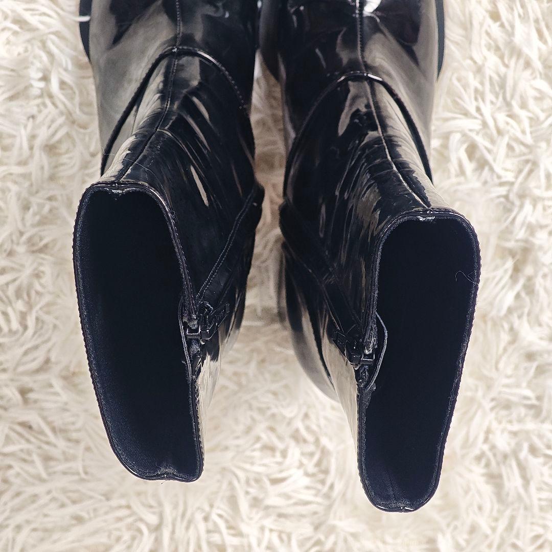 【美品】MELT THE LADY エナメル ショートブーツ 38 黒