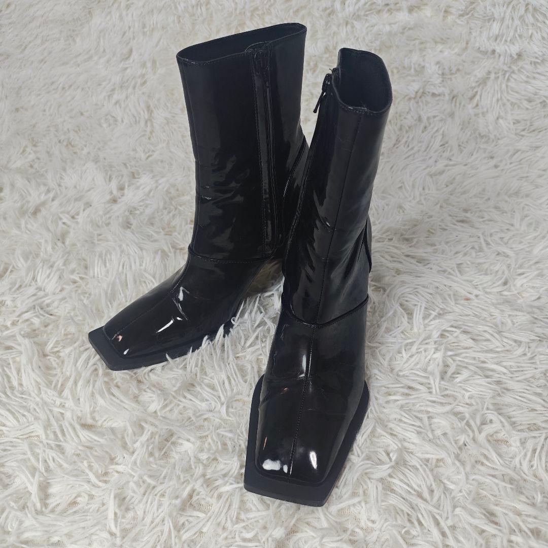 【美品】MELT THE LADY エナメル ショートブーツ 38 黒