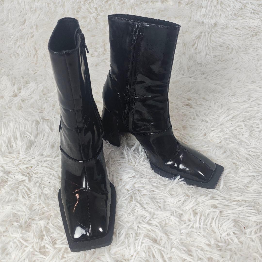 【美品】MELT THE LADY エナメル ショートブーツ 38 黒