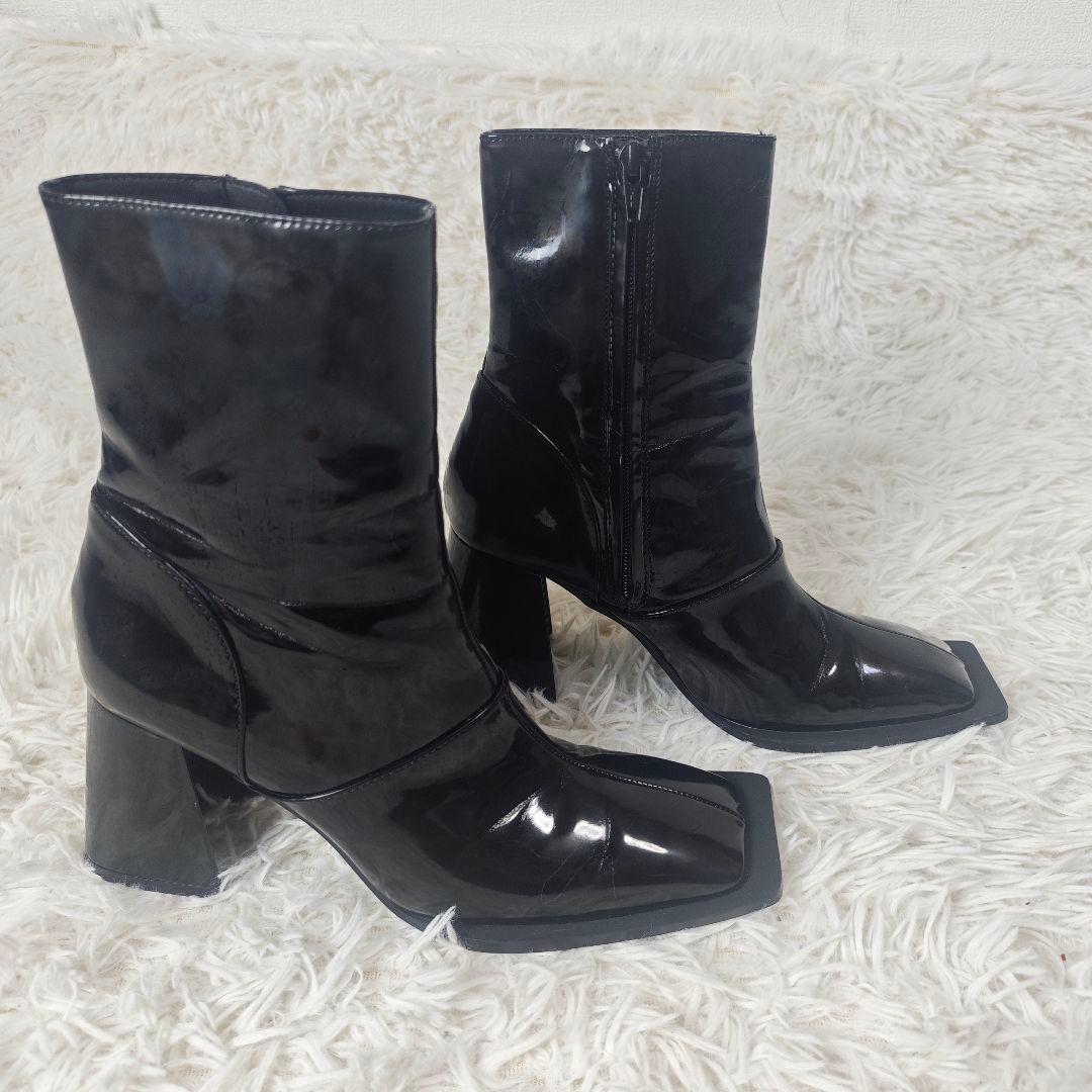 【美品】MELT THE LADY エナメル ショートブーツ 38 黒