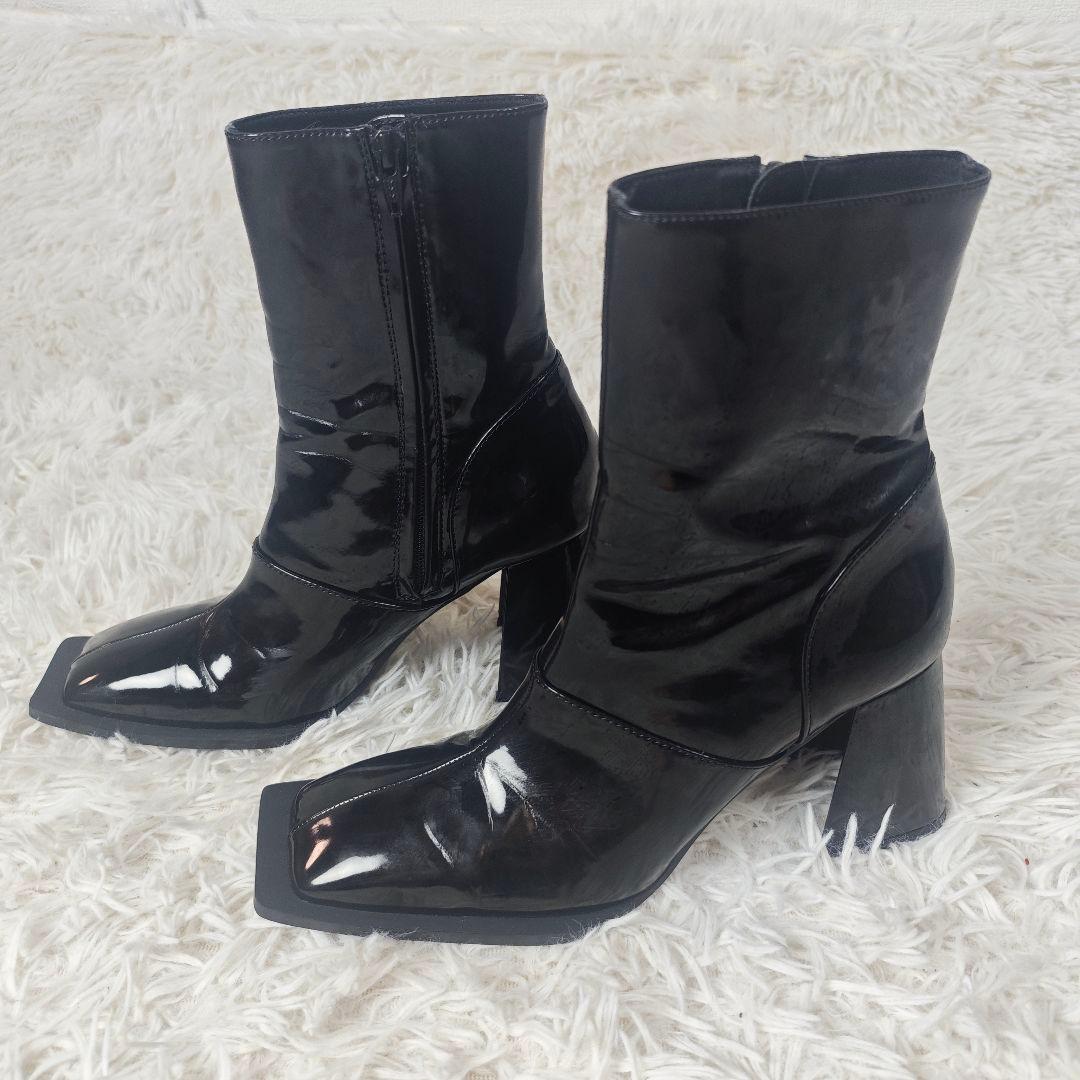 【美品】MELT THE LADY エナメル ショートブーツ 38 黒