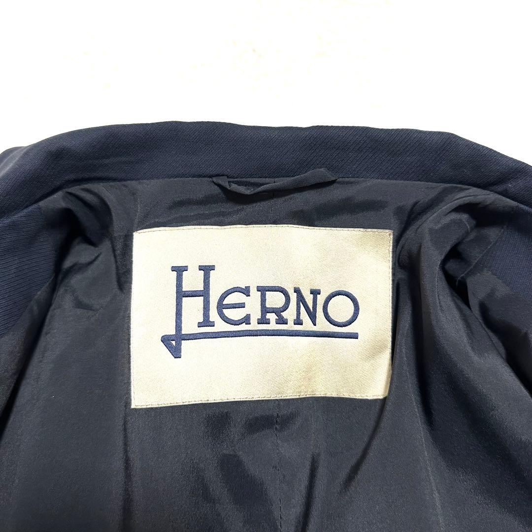 HERNO ヘルノ　ステンカラーコート　ネイビー 羽織　コットン　長袖　44