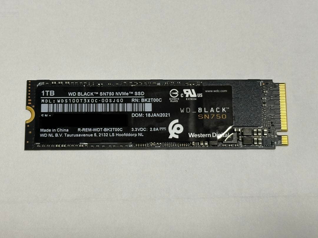 ウエスタンデジタル　BLACK SN750　M.2 NVMe SSD 1TB
