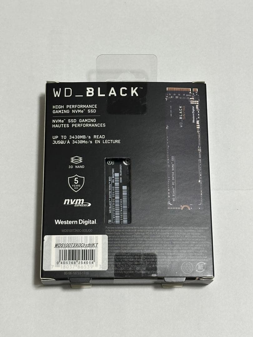 ウエスタンデジタル　BLACK SN750　M.2 NVMe SSD 1TB
