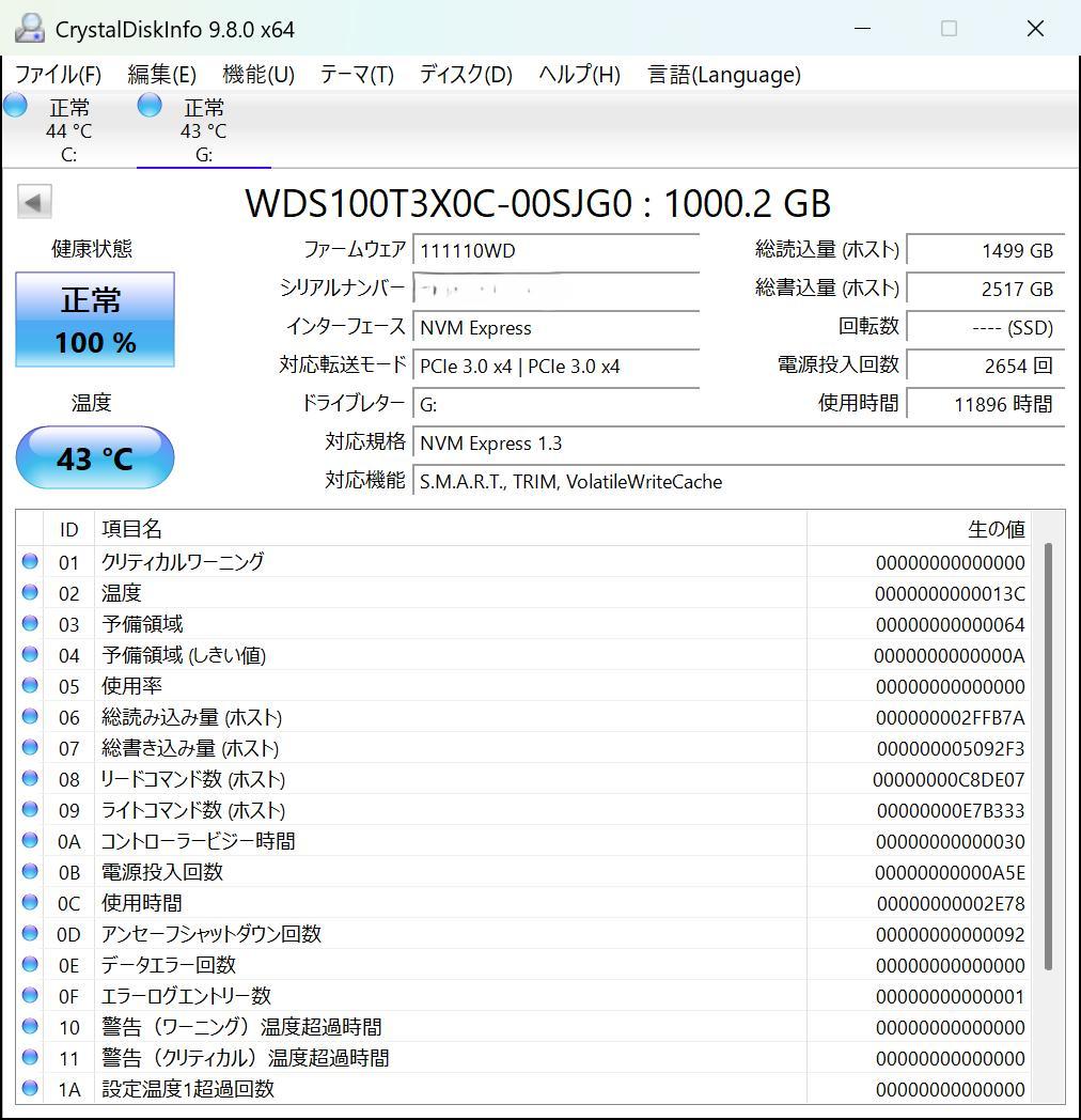 ウエスタンデジタル　BLACK SN750　M.2 NVMe SSD 1TB