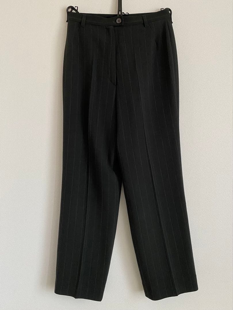 特価❤︎パンツスーツ ❤︎JIL SANDER❤︎墨黒x茶系ストライプ ダブル袖