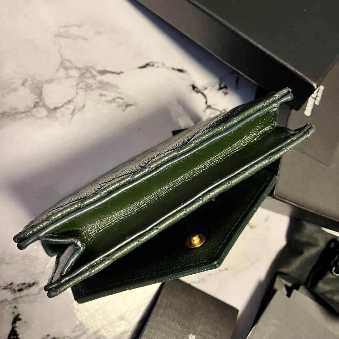 【未使用保管品】SAINT LAURENT 本革 二折り ミニ財布 付属品完備