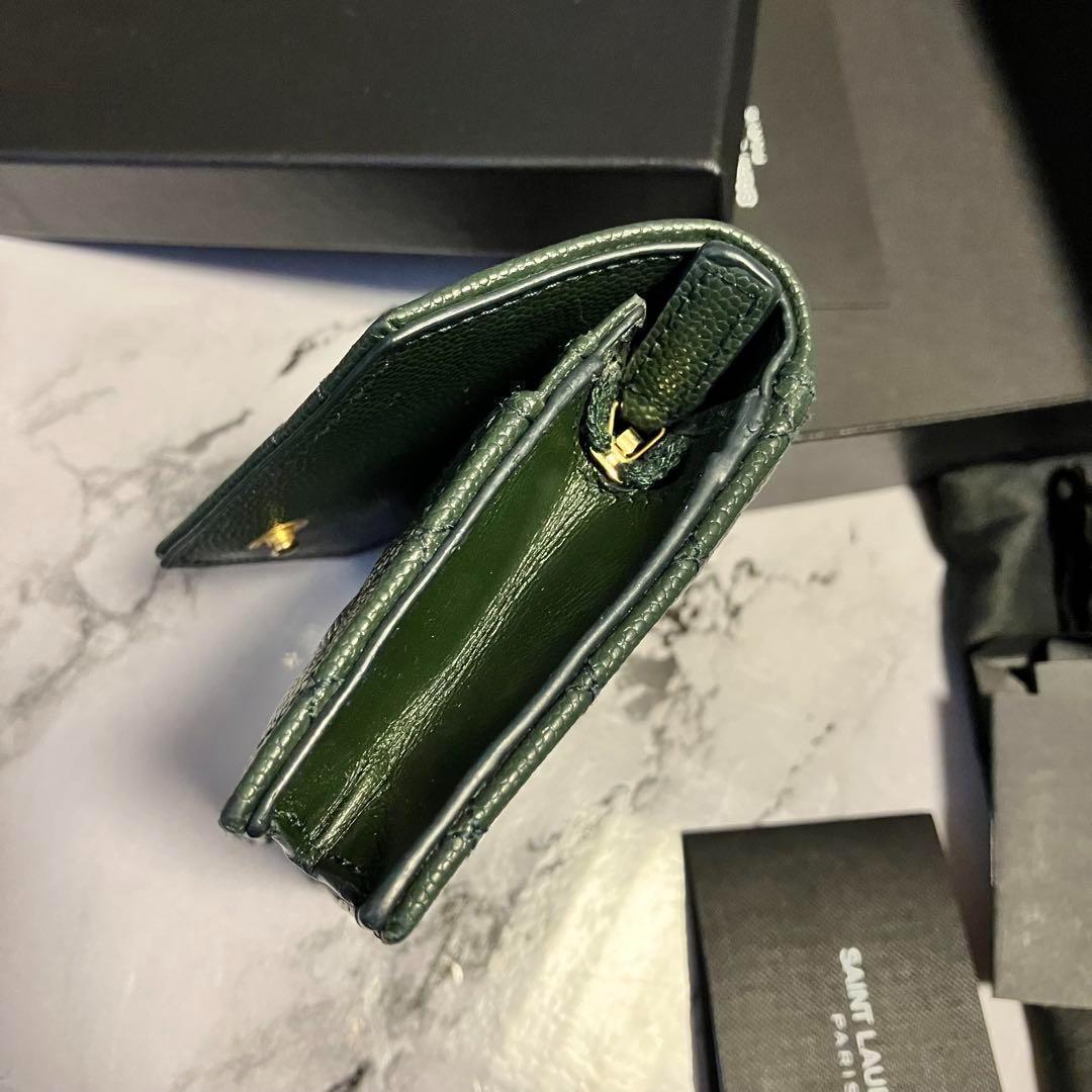 【未使用保管品】SAINT LAURENT 本革 二折り ミニ財布 付属品完備