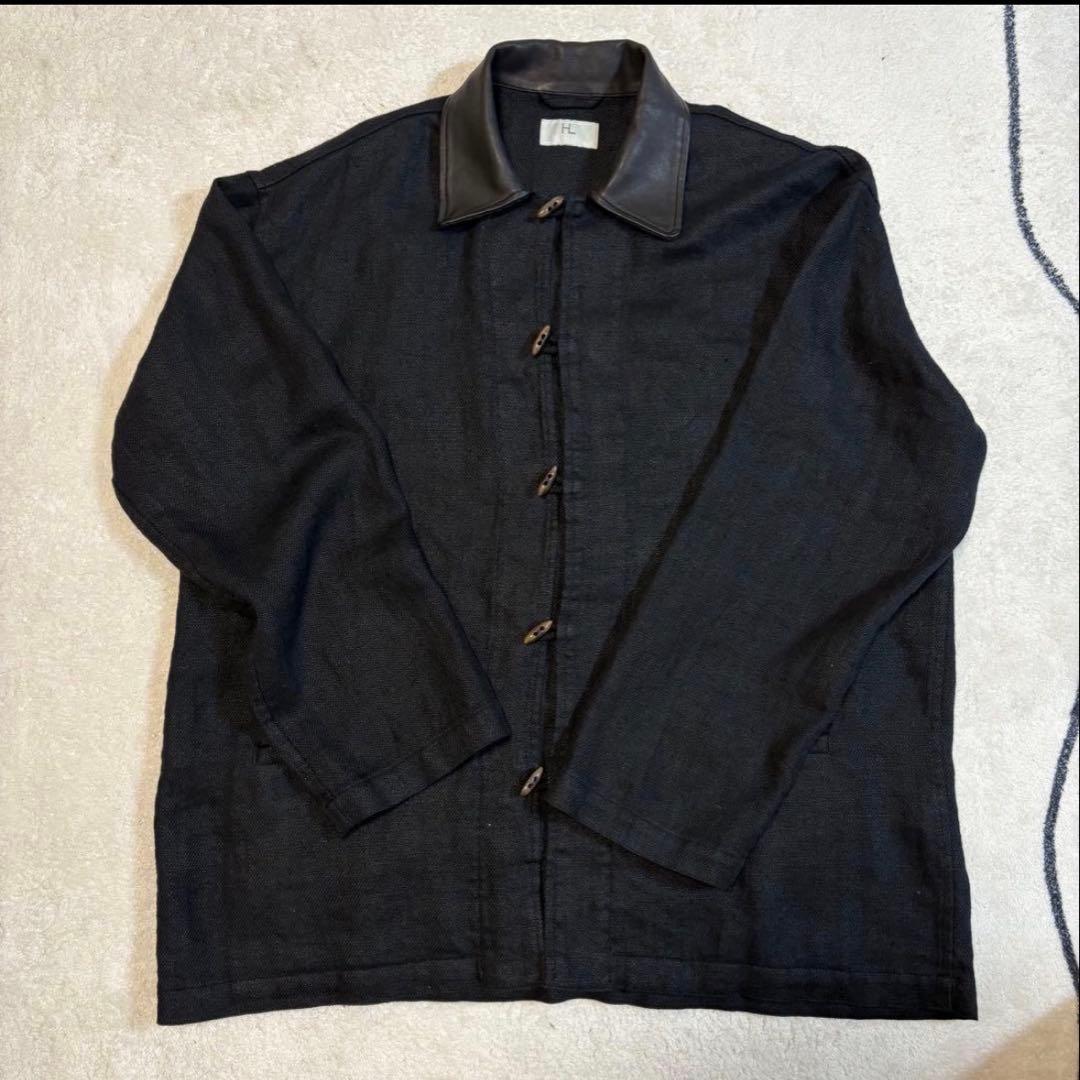 【未使用】HERILL☆ジャケット　襟レザー☆3☆黒☆26ss