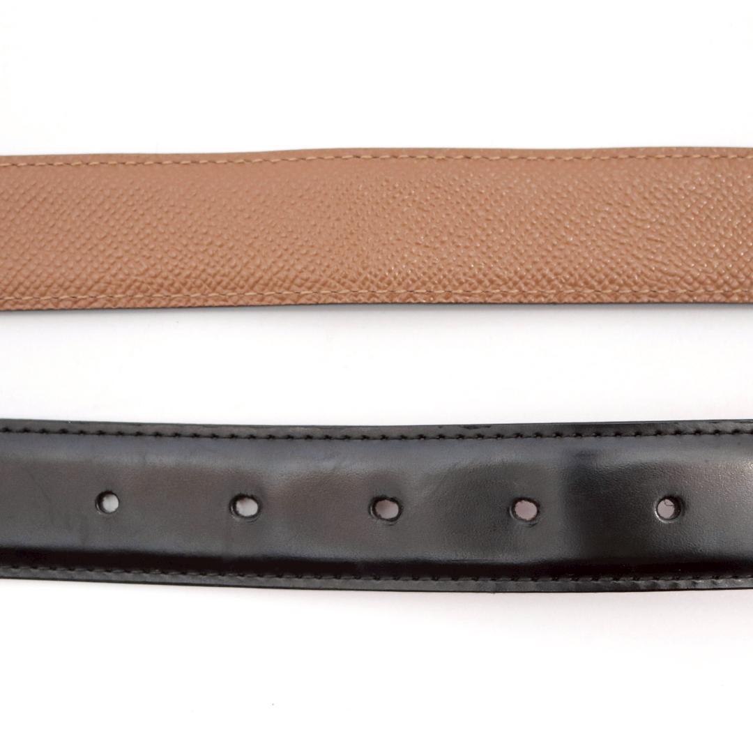 BVLGARI ロゴバックル レザーベルト 82cm±5／幅3cm n43