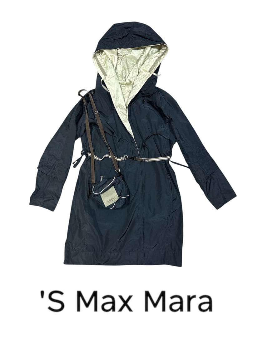 'S Max Mara リバーシブル ネイビー スプリングフードコート