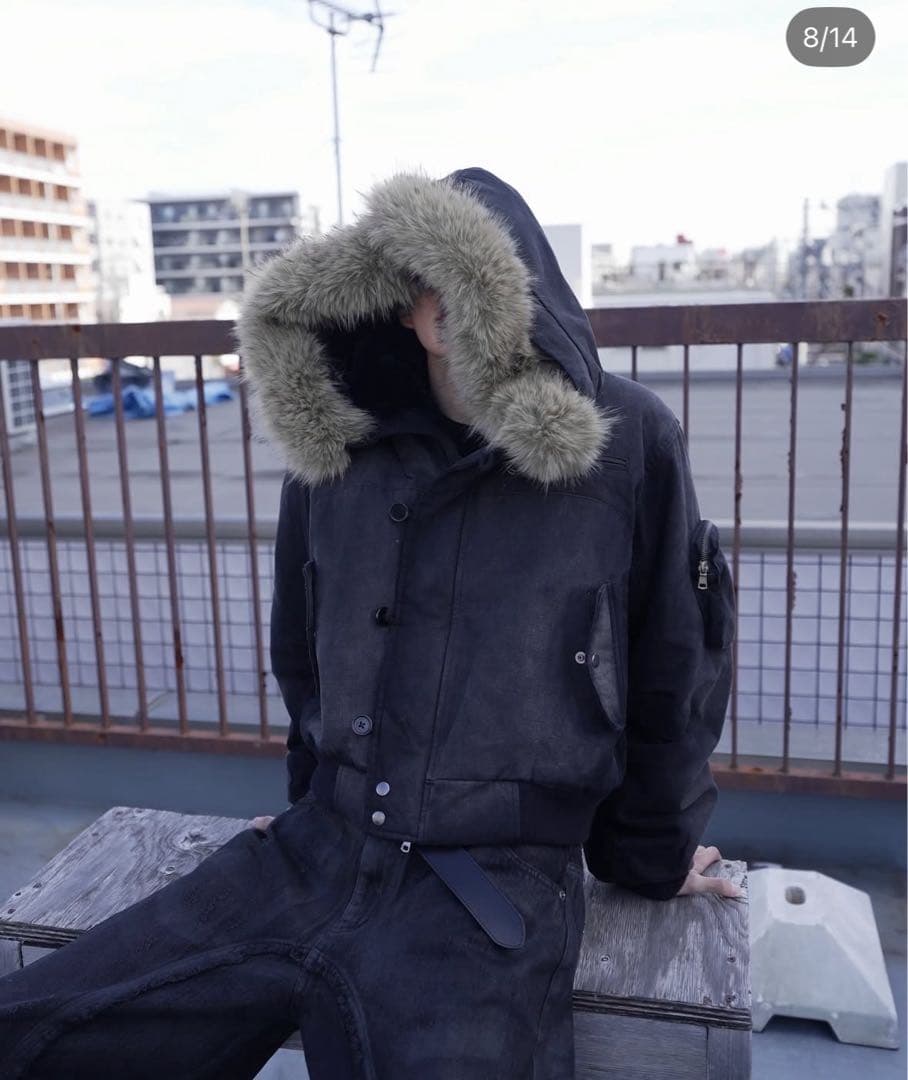 ジャケット・アウター CHIKASHITSU PLUS N-2Bcropped hoodbl