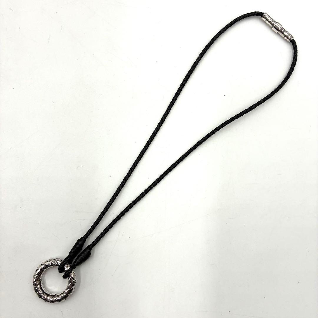 未使用級 ボッテガヴェネタ ネックレス イントレチャート シルバー925 レザー