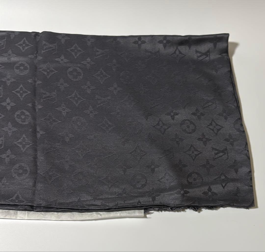 【美品】LOUIS VUITTON◆ショール・モノグラム◆グレー