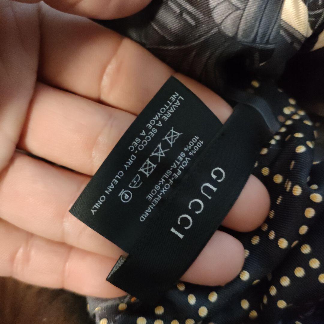 35 超美品　グッチ　GUCCI　フォックスファーネックウォーマー　シルク100
