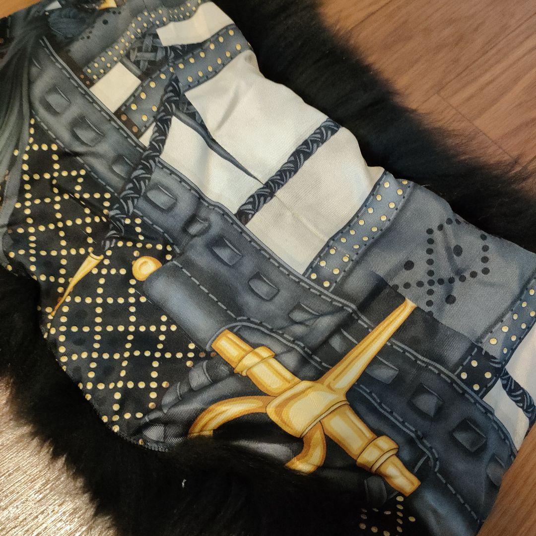 35 超美品　グッチ　GUCCI　フォックスファーネックウォーマー　シルク100