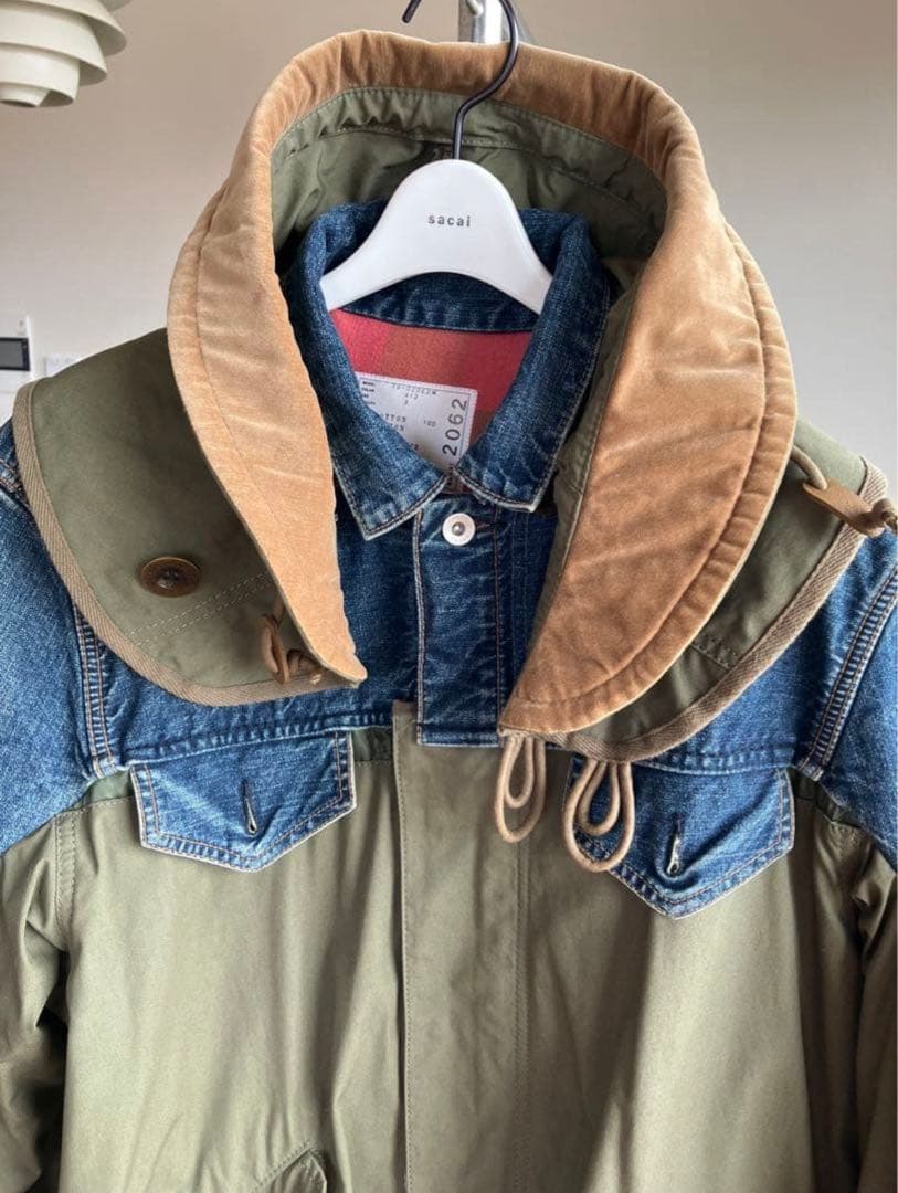 【sacai 大人気／デニム ドッキング モッズコート・サイズ3】