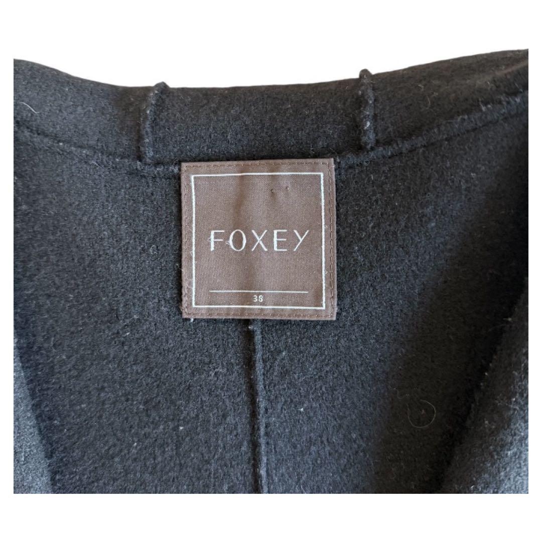 FOXEY フォクシー　ブラックフード付きコート