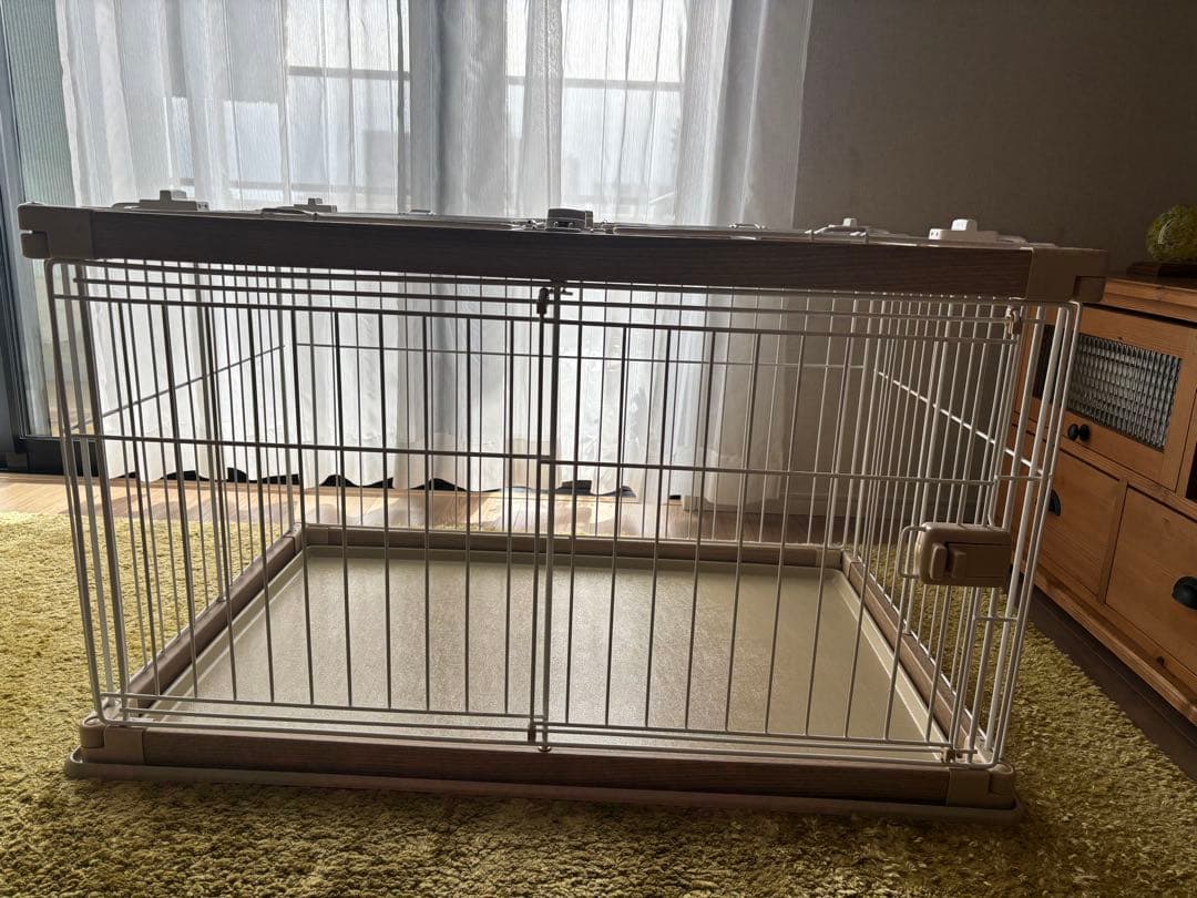 アイリスオーヤマ　ウッディサークル屋根付き　犬用上部開閉式ケージ