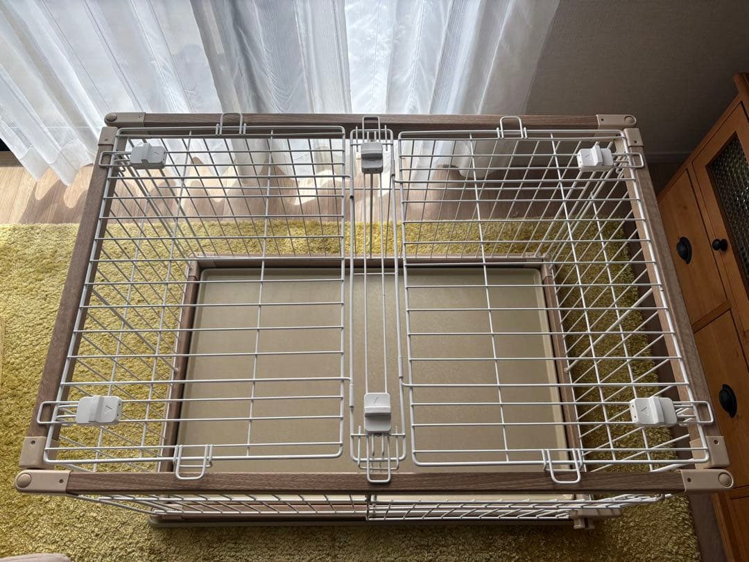 アイリスオーヤマ　ウッディサークル屋根付き　犬用上部開閉式ケージ