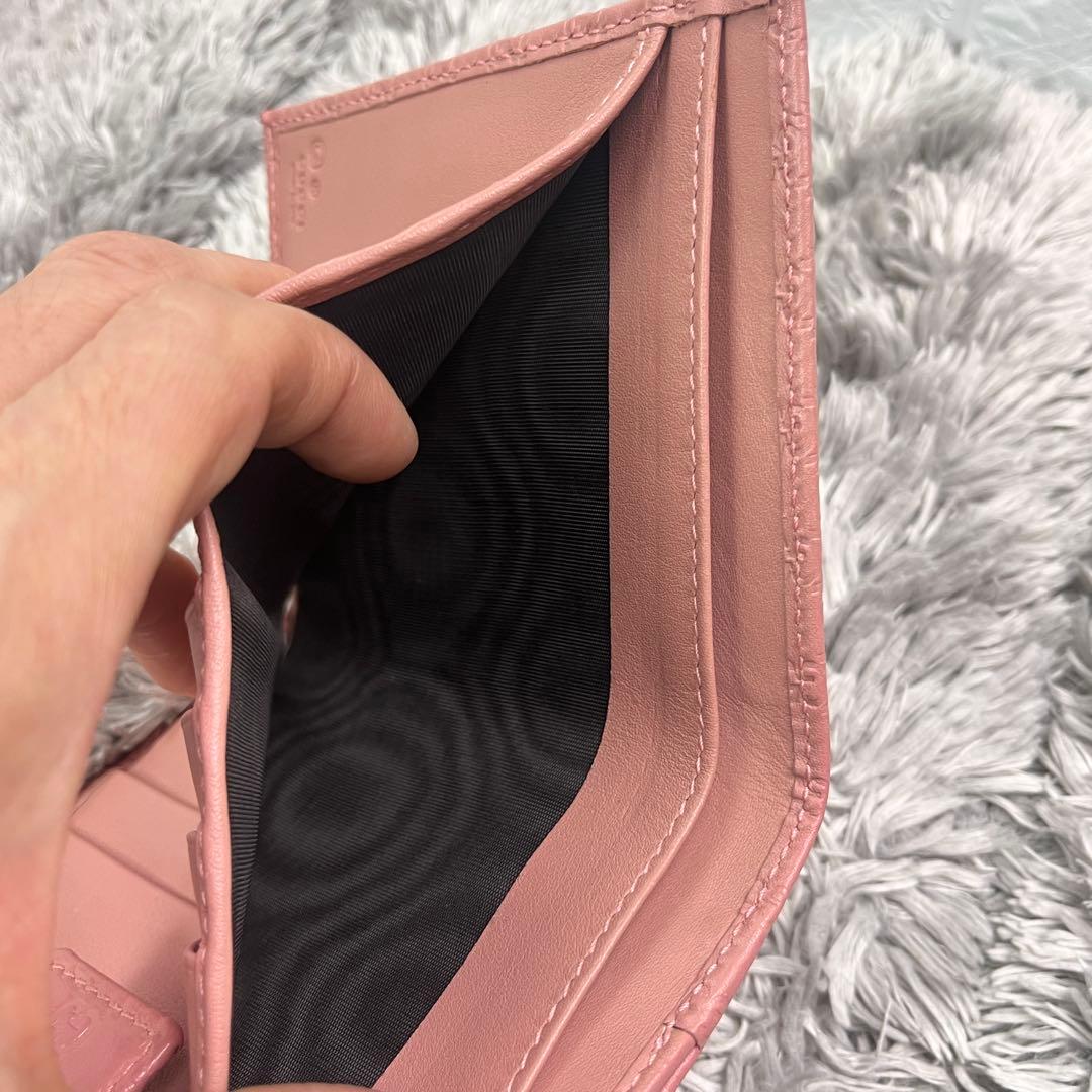 極美品　GUCCI マイクロシマ　ピンクベージュ　折り財布　レディース