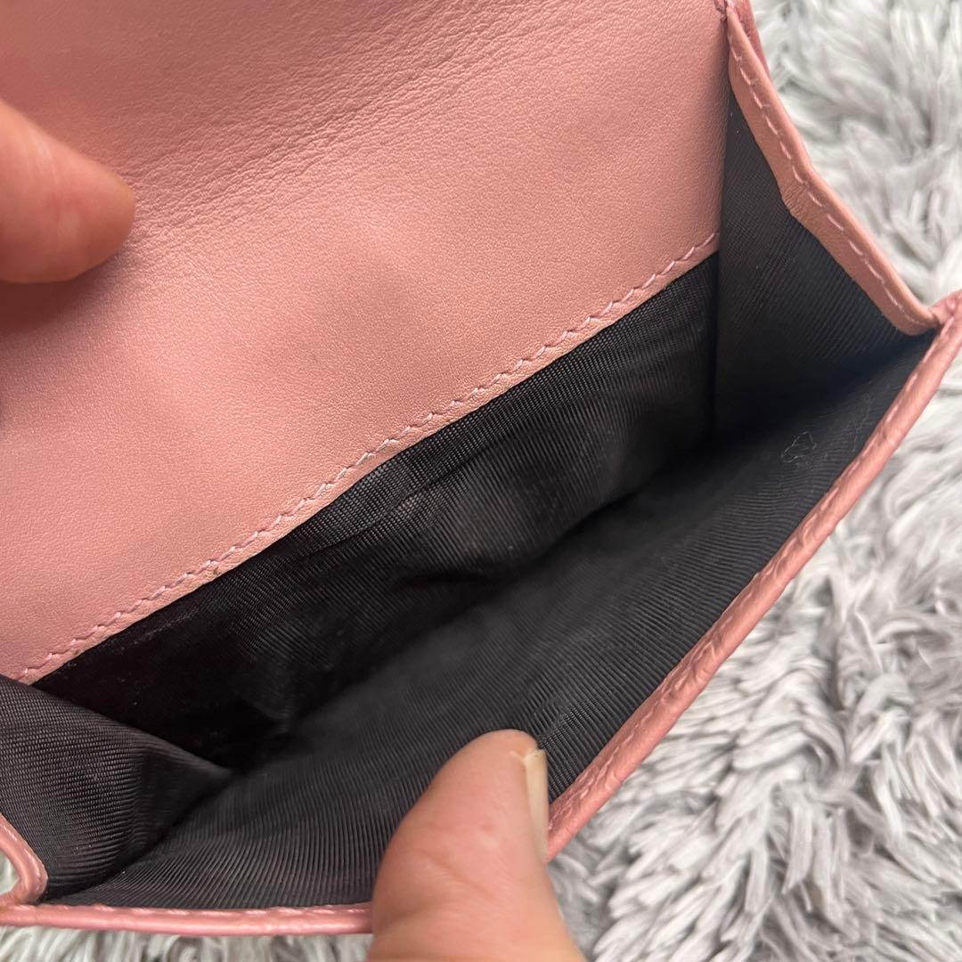 極美品　GUCCI マイクロシマ　ピンクベージュ　折り財布　レディース