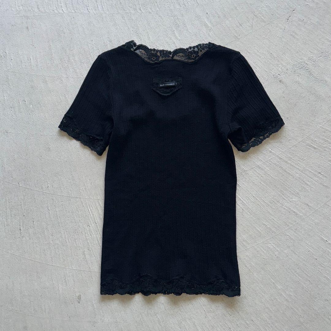 00s dolce&gabbana black lace tee レース