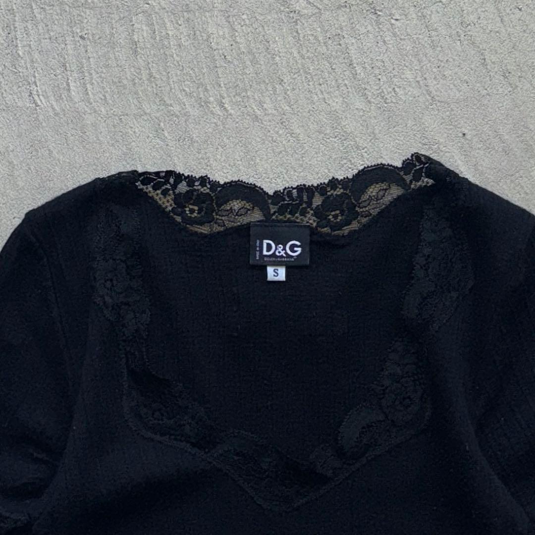00s dolce&gabbana black lace tee レース