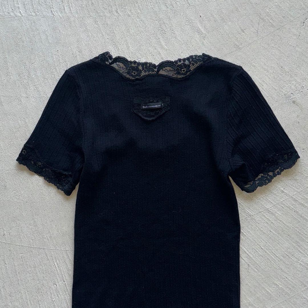 00s dolce&gabbana black lace tee レース
