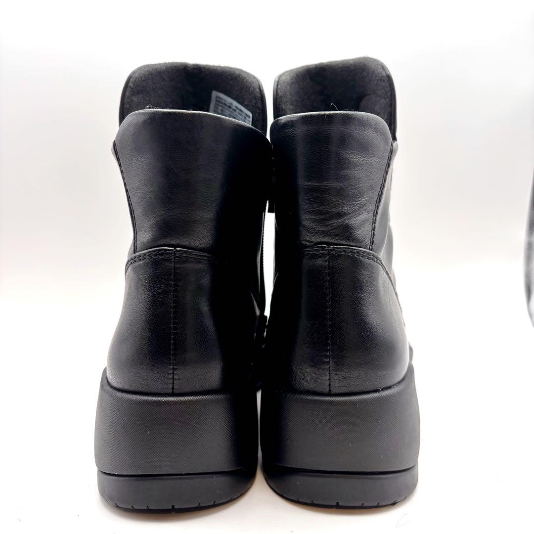【極美品】フィットフィット　ショートブーツ サイドジップ 黒 23 レザー