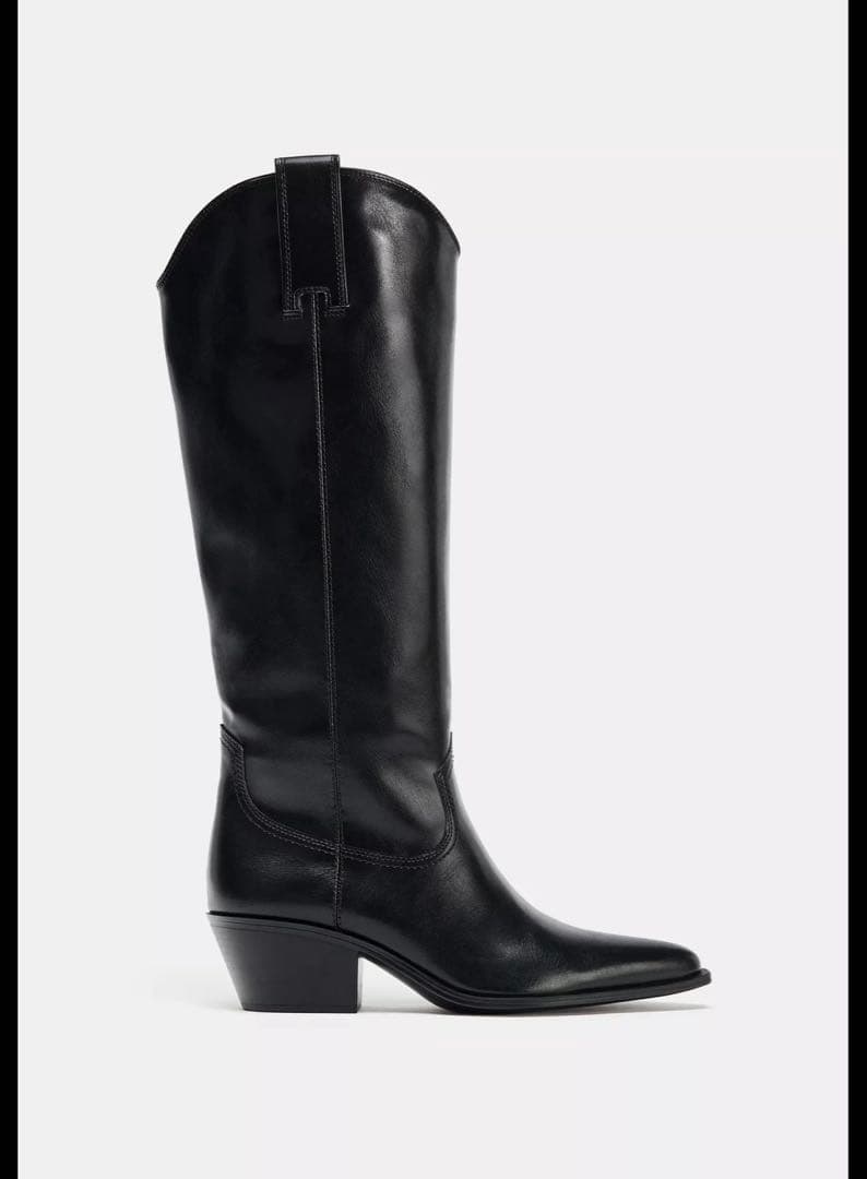 【新品】ZARA ザラ ラテックスニーハイブーツ ロングブーツ 38(24.5)